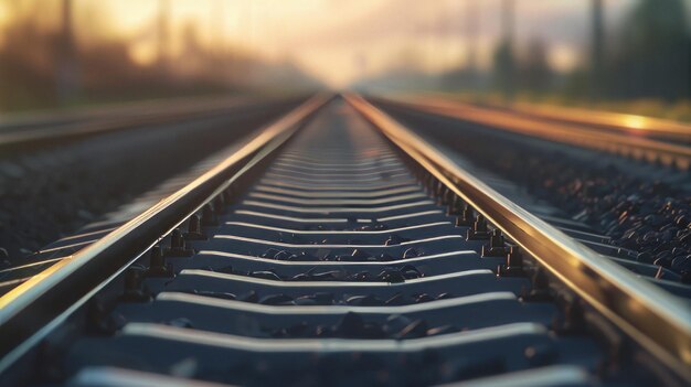 A close up of a railroad track