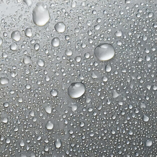 a close up of rain drops on a window with a cloudy sky in the background