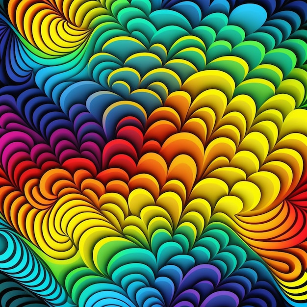 A close up of a rainbow colored background with many different shapes generative ai