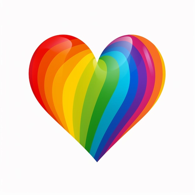 A close up of a rainbow heart on a white background generative ai