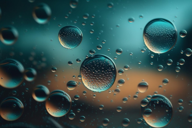 Close up of raindrops on glass for background generative ai