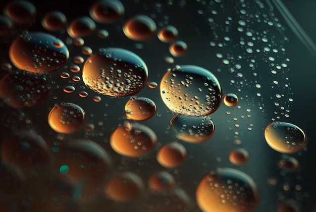 Close up of raindrops on glass for background generative ai