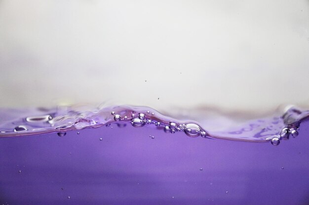 Close-up of raindrops on purple water