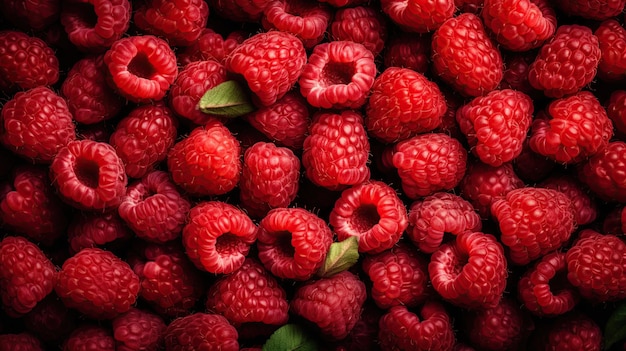 A close up of raspberries