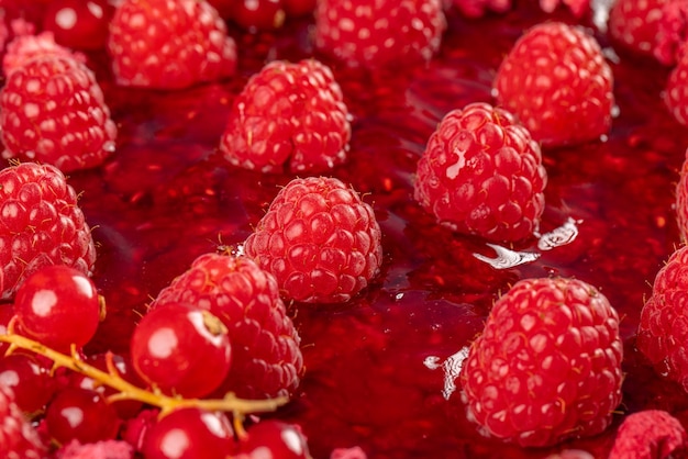 Close up of raspberry jelly l