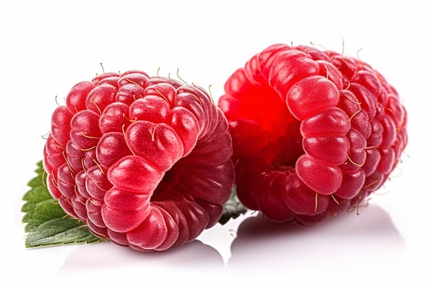 A close up of a raspberry with the bottom left of it