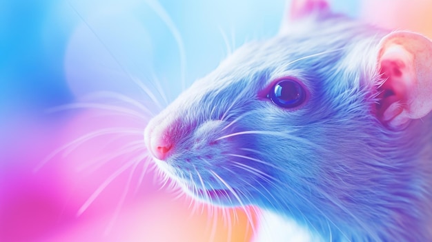 Photo a close up of a rat with blue eyes ai