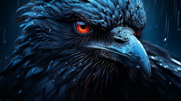 Photo close up of a raven with brown eyes generative ai