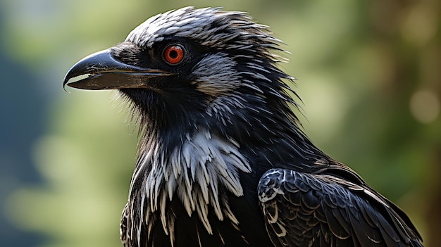 Close up of a raven with brown eyes generative ai