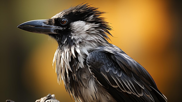 Photo close up of a raven with brown eyes generative ai