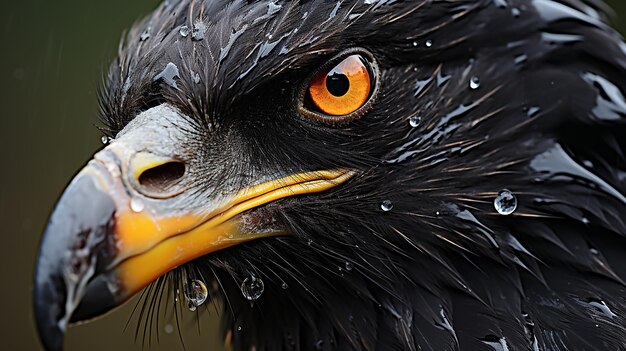 Close up of a raven with brown eyes generative ai