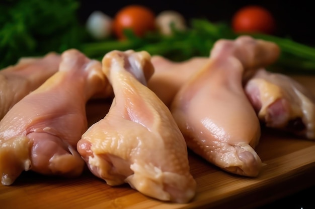 Close up of raw chicken legs on a table