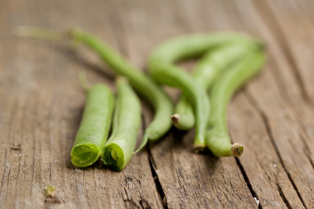 Close-up of raw green beans