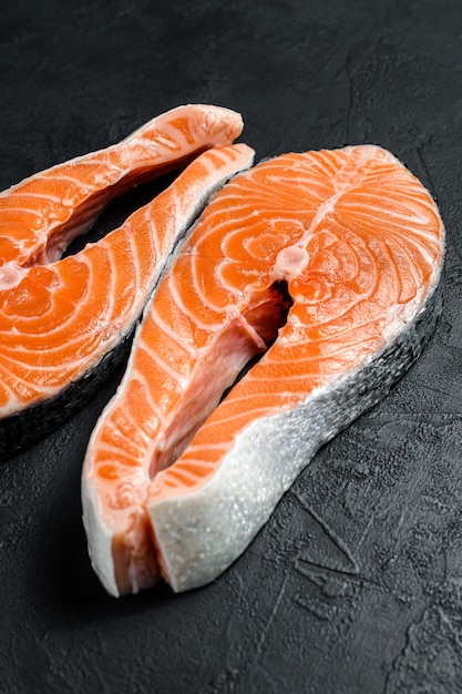 Close-up of raw salmon steak