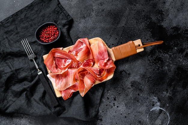 Close-up of raw Spanish ham