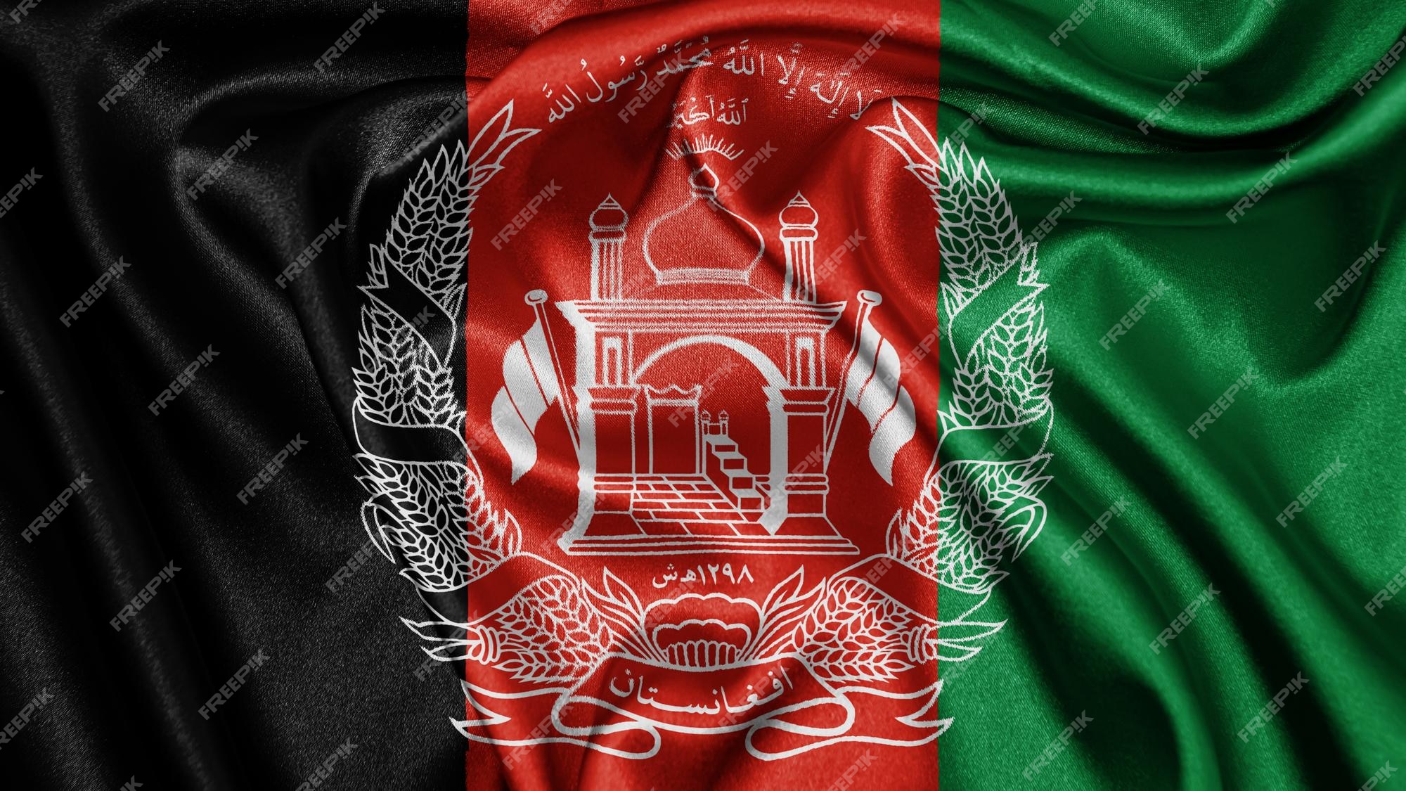 Premium Photo Close up realistic texture flag of Afghanistan
