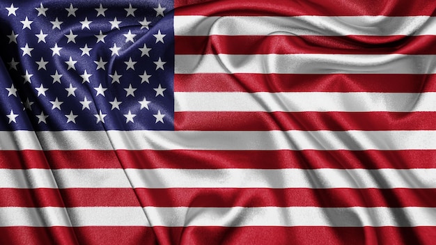 Close up realistic texture flag of America United States