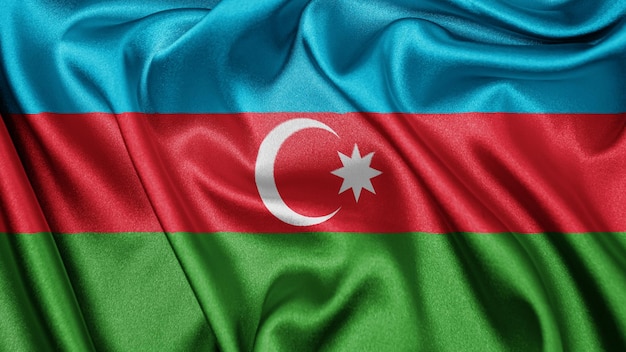 Close up realistic texture flag of Azerbaijan