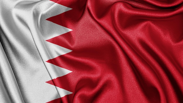 Close up realistic texture flag of Bahrain