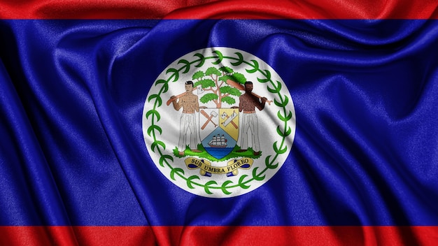 Close up realistic texture flag of Belize