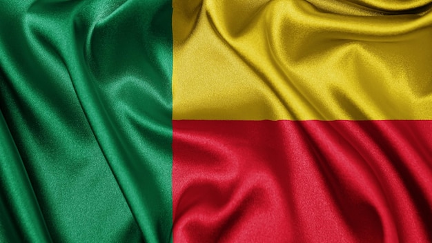 Close up realistic texture flag of Benin republic