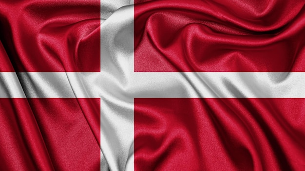 Close up realistic texture flag of Denmark