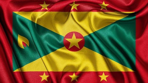 Close up realistic texture flag of Grenada