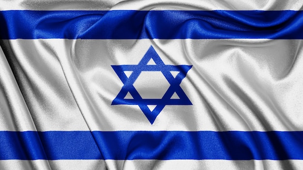 Close up realistic texture flag of Israel