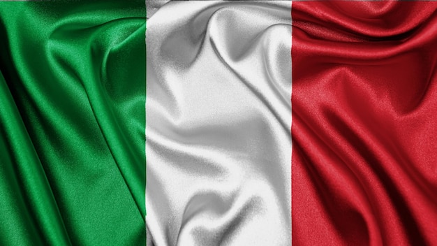 Close up realistic texture flag of Italy