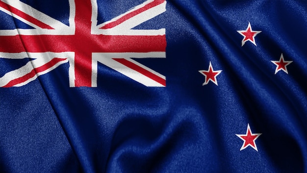 Close up realistic texture flag of New Zealand