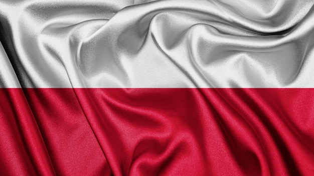 Close up realistic texture flag of Poland