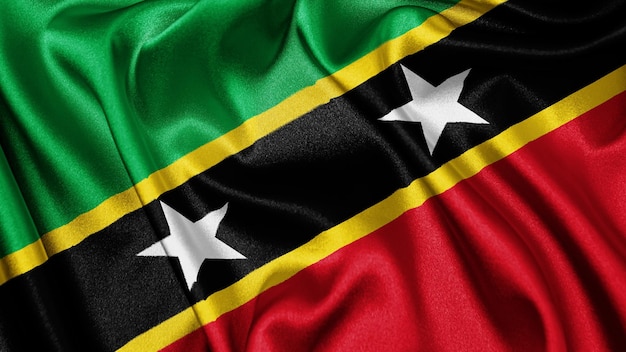 Close up realistic texture flag of Saint Kitts and Nevis