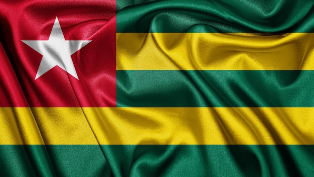 Close up realistic texture flag of Togo