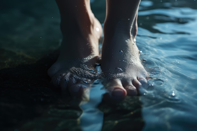 Close-up realistische foto van vrouwelijke tenen, voeten op de puntjes