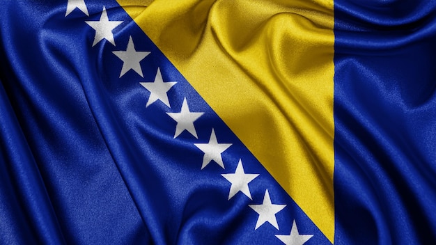 Close-up realistische textuur vlag van Bosnië en Herzegovina