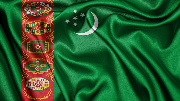 Foto close-up realistische textuur vlag van turkmenistan