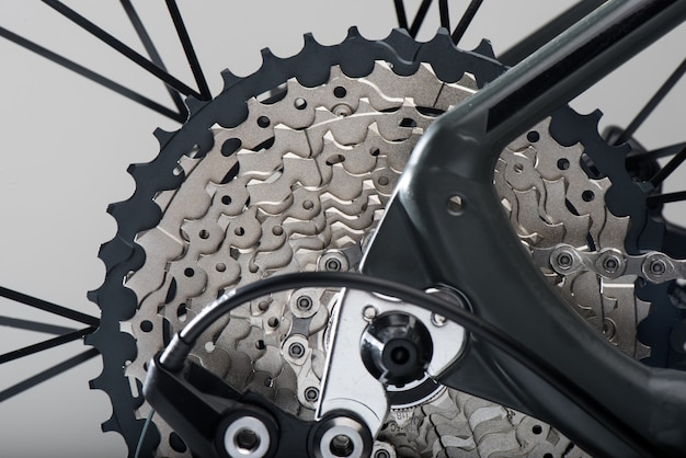 Close up rear cassette of the mountain bike