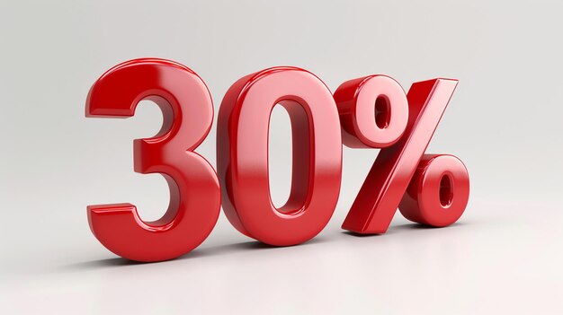 색 표면에 은 30% 표지판의 클로즈업