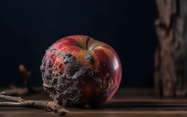 A close up of a red apple with a bite taken out of it