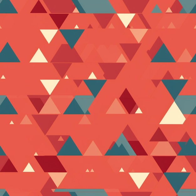 Foto un primo piano di uno sfondo rosso con un modello di triangoli generativo ai