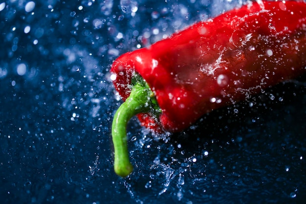 Close-up of red bell peppers in water