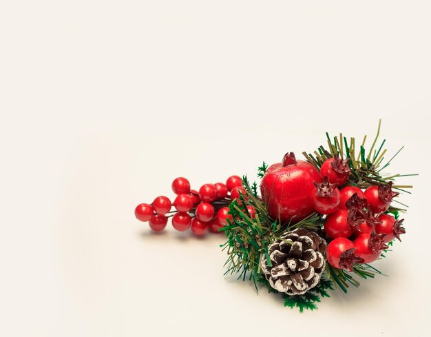 Foto close-up di bacche rosse su sfondo bianco