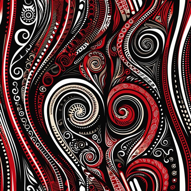 빨간색과 검은색 추상 패턴 생성 ai의 클로즈업