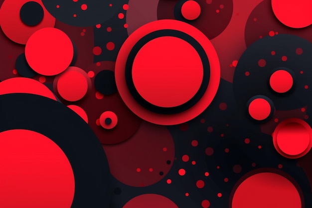 A close up of a red and black background with circles generative ai