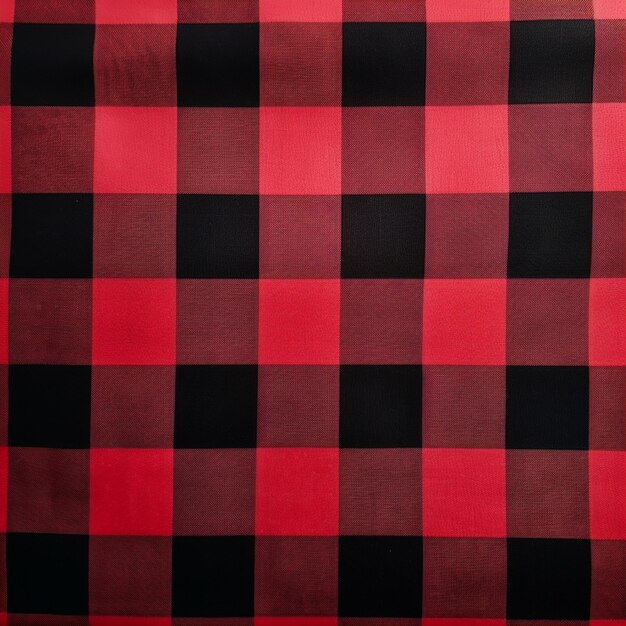 Photo a close up of a red and black checkered fabric generative ai