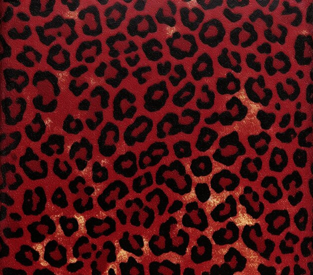 a close up of a red and black leopard print rug generative ai