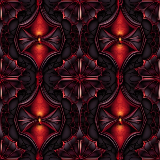 A close up of a red and black pattern with a cross generative ai