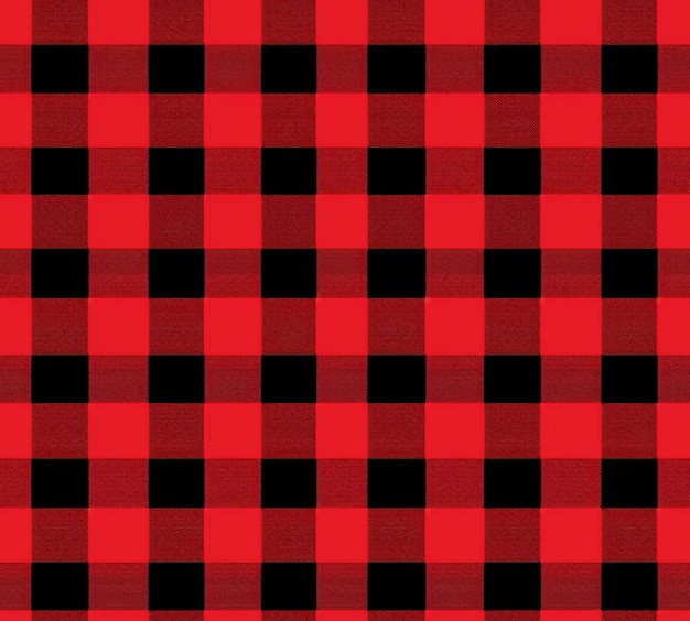 a close up of a red and black plaid fabric generative ai