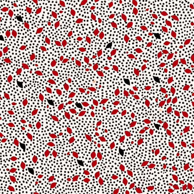 A close up of a red and black polka dot pattern generative ai