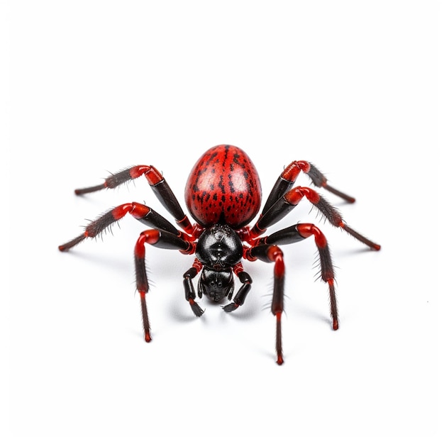 Близкий взгляд на красно-черного паука на белой поверхности